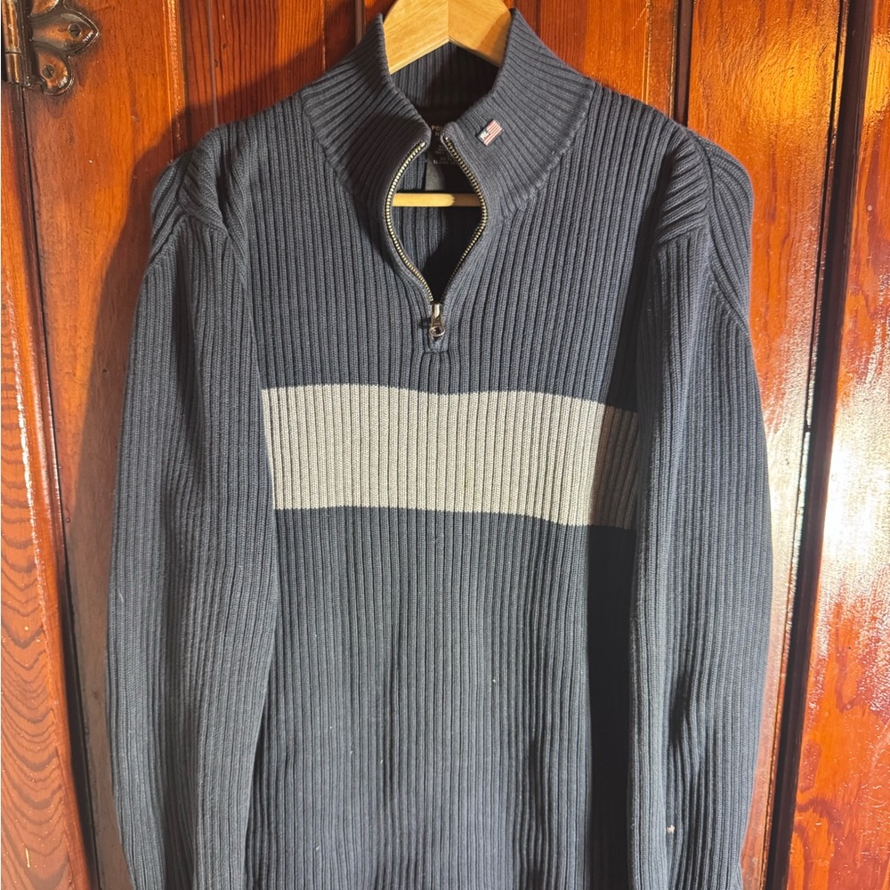 Polo Ralph Lauren Black and Gray Quarter-Zip Sweater